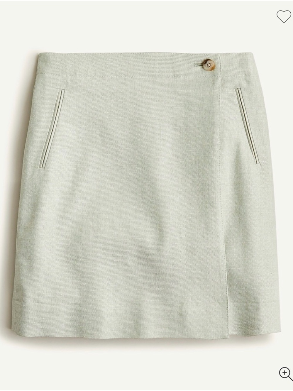 J. Crew Light Sage Linen-Blend Wrap Skirt